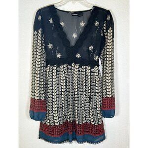 Fredericks of Hollywood Dress Coquette Vintage 90s Boho Chiffon Size 6 Tie Back